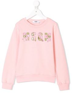 Msgm Kids толстовка с декорированным логотипом