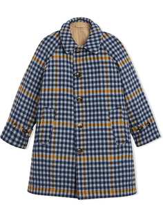 Burberry Kids TEEN Reversible Check Wool and Cotton Car Coat