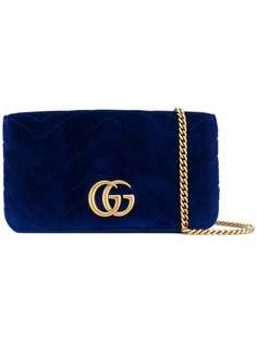Gucci фактурный клатч с узором шеврон и логотипом