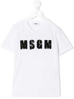 Msgm Kids футболка с декорированным логотипом