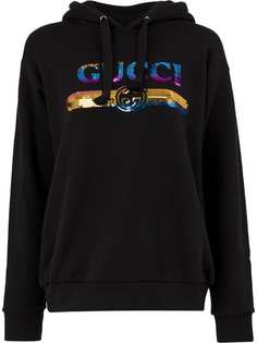 Gucci толстовка с капюшоном и логотипом с пайетками