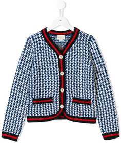 Gucci Kids вязаный кардиган в ломаную клетку