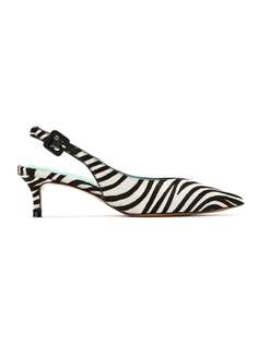 Blue Bird Shoes leather Zebra slingback pumps