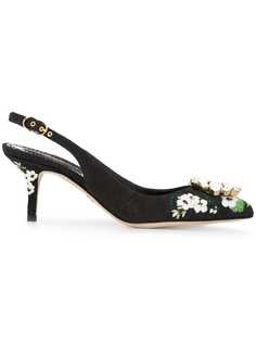 Dolce & Gabbana white geranium printed Bellucci sling-back pumps
