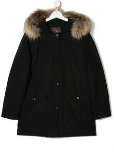 Woolrich Kids TEEN racoon fur-trimmed parka
