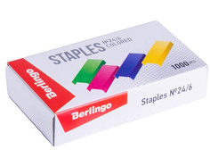 Скобы для степлера Berlingo №24/6 1000шт Colored SH710