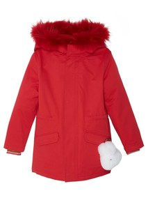 Красная куртка с мехом Yves Salomon Kids