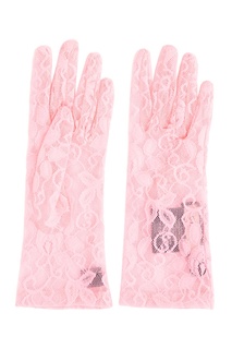 Розовые кружевные перчатки Gucci