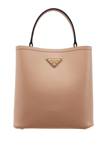 Бежевая кожаная сумка Prada