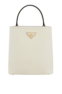 Белая кожаная сумка Panier Prada