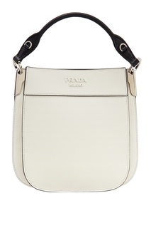 Белая кожаная сумка Prada