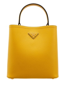 Желтая кожаная сумка Panier Prada