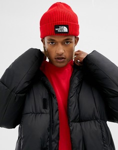 Красная шапка-бини с отворотом и логотипом The North Face - Красный