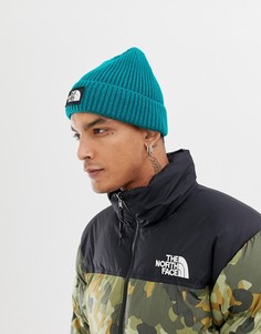 Зеленая шапка-бини с отворотом и логотипом The North Face - Зеленый