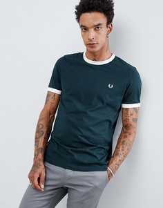 Зеленая футболка с контрастной окантовкой Fred Perry - Зеленый