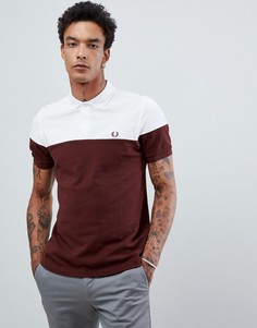 Белое поло из ткани пике с бордовой вставкой Fred Perry - Белый