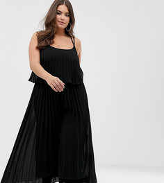 Комбинезон с укороченным топом и плиссировкой ASOS DESIGN Curve - Черный