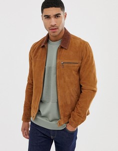 Светло-коричневая замшевая куртка на сквозной молнии ASOS DESIGN - Рыжий