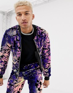 Бархатный бомбер с фиолетовыми пайетками ASOS DESIGN - Фиолетовый