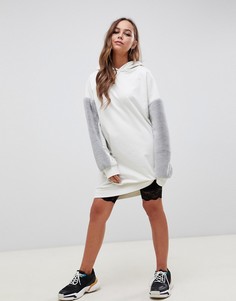 Платье-худи с меховыми рукавами ASOS DESIGN - Серый