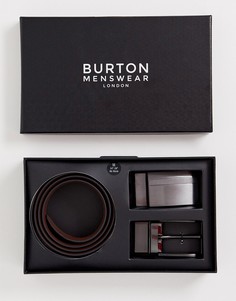 Ремень со сменной пряжкой в подарочной упаковке Burton Menswear - Черный