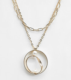 Золотистое ожерелье-цепочка с подвеской и искусственным жемчугом Liars & Lovers - Золотой