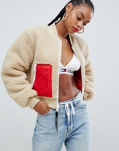 Двусторонний бомбер с искусственным мехом Tommy Jeans - Красный