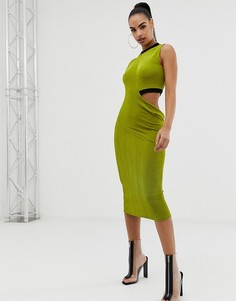 Платье миди с вырезом сбоку ASOS DESIGN - Зеленый