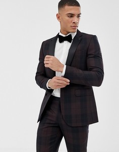 Пиджак-смокинг в красную клетку Burton Menswear - Фиолетовый