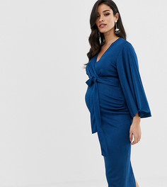 Платье миди с рукавами-кимоно и завязкой ASOS DESIGN Maternity - Синий