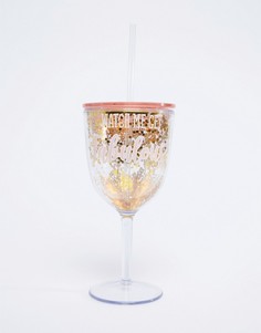 Пластиковый бокал с золотистыми блестками и надписью fabulous Sass & Belle - Мульти