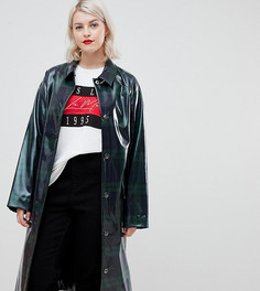 Блестящий макинтош в клетку тартан ASOS DESIGN Curve - Мульти