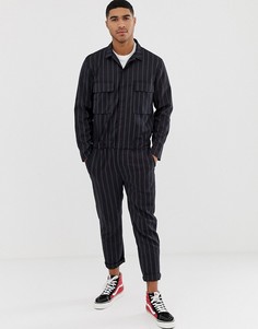 Черный комбинезон в полоску Bershka - Черный