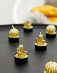 6 золотистых свечей в виде кактуса Temerity Jones - Золотой