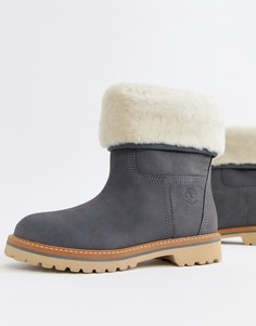 Серые кожаные ботинки с отворотом из искусственного меха Timberland Charmonix Gargoyle - Серый