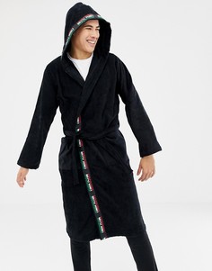 Хлопковый халат с разноцветной отделкой MOSCHINO - Черный