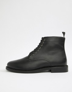 Черные ботинки из вощеной кожи на шнуровке WALK London Darcy - Черный