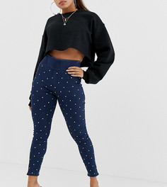 Джеггинсы с завышенной талией и отделкой стразами ASOS DESIGN Petite Rivington - Синий