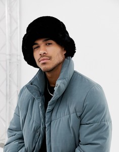 Черная панама из искусственного меха ASOS DESIGN - Черный