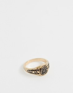 Кольцо на мизинец в винтажном стиле с тисненым цветочным рисунком ASOS DESIGN - Золотой