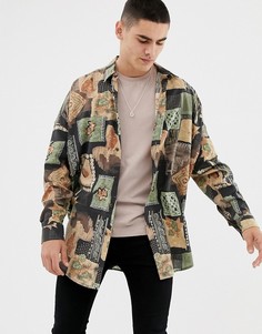 Oversize-рубашка с принтом в винтажном стиле и рукавами летучая мышь ASOS DESIGN - Мульти