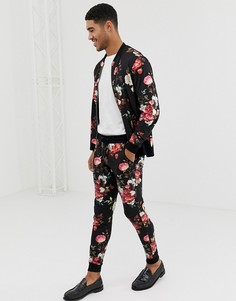 Спортивный костюм с цветочным принтом ASOS DESIGN - Черный