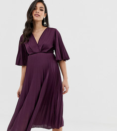 Плиссированное платье миди в стиле кимоно ASOS DESIGN Maternity - Фиолетовый