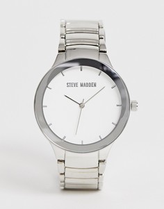 Мужские часы-браслет с белым циферблатом Steve Madden - Серебряный