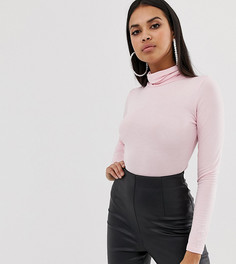 Розовое боди с отворачивающимся воротом и длинными рукавами PrettyLittleThing - Розовый