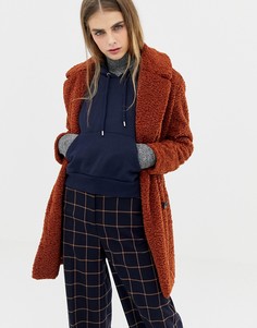 Пальто из искусственного меха цвета ржавчины с плюшевой текстурой Pull&Bear - Красный Pull&;Bear