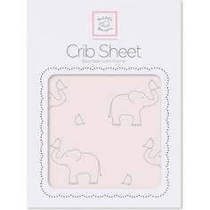 Детская простынь SwaddleDesigns Fitted Crib Sheet Pink Sterling Deco Elephants (SD-355SP)