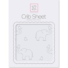 Детская простынь SwaddleDesigns Fitted Crib Sheet SB Sterling Deco Elephants (SD-355SB)