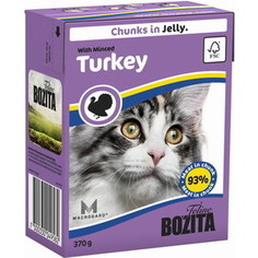 Консервы BOZITA Chunks in Jelly with Minced Turkey кусочки в желе с рубленной индейкой для кошек 370г (4958)