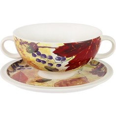 Суповая чашка на блюдце Imari Кленовый лист (IMB0304A-A2351)